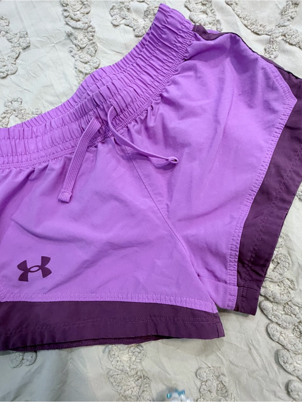 Under Armour Girls Lavender & Dark Purple Athletic Shorts